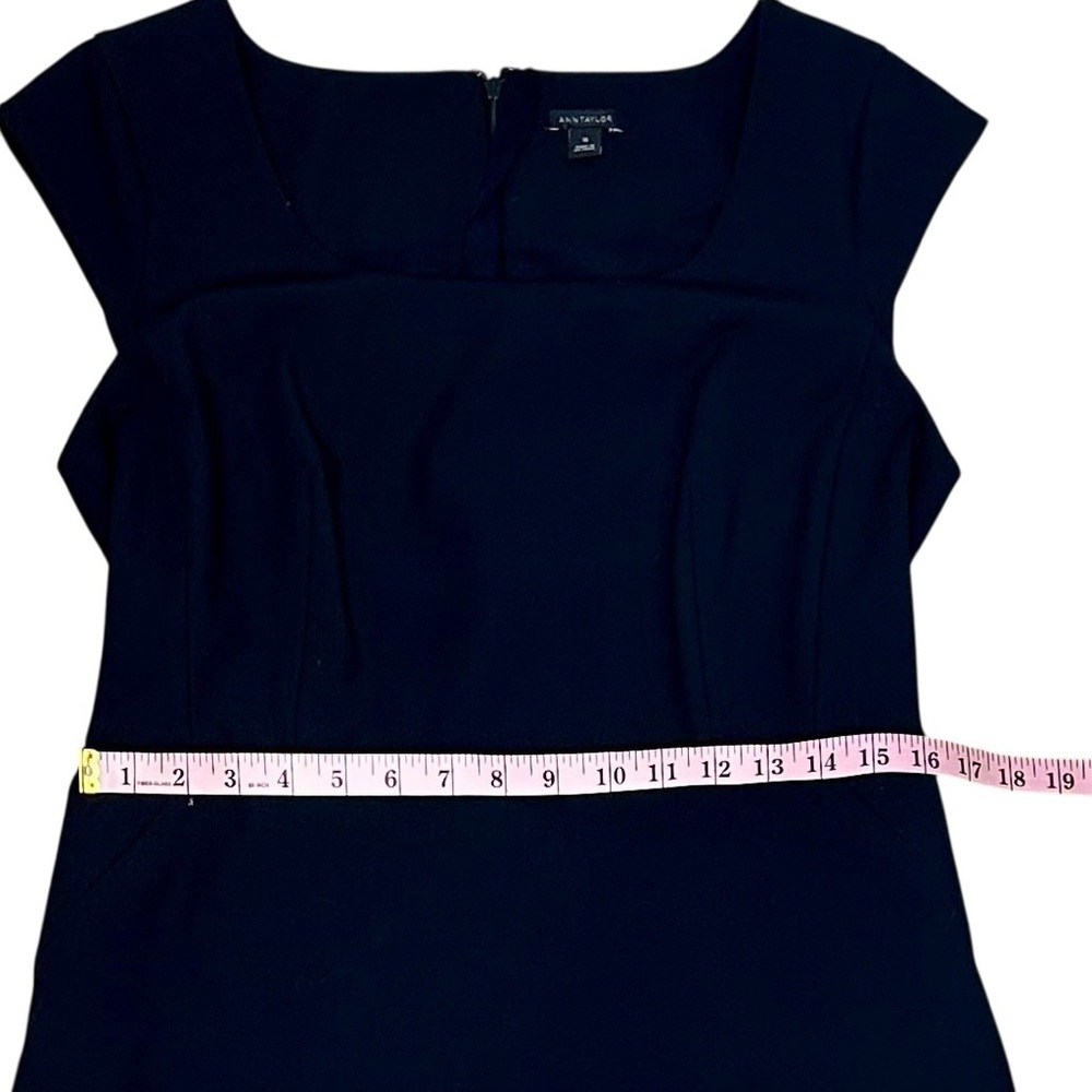 Ann Taylor Black Midi Dress with Cap Sleeves Size 10 - Picture 12 of 13